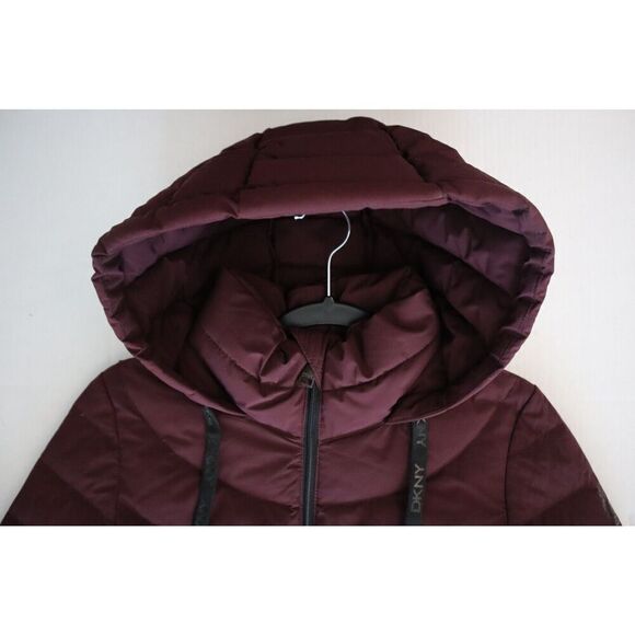 DKNY DL1MPH56 Women Sz S Deep Plum Quilted Water Resistant Hooded Down Coat - Picture 6 of 12